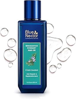 Blue Nectar Rosemary and Bhringraj Ayurvedic Scalp Oil for Hair Growth with Amla, 3.38 Fl Oz