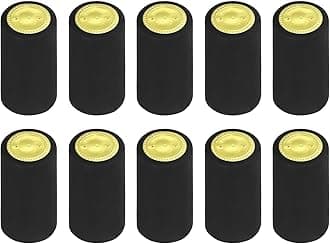 uxcell 100Pcs PVC Heat Shrink Capsules Wine Bottle Capsules Shrink Cap Wrap Shrink Top Cover for Wine Cellars and Home Kitchen, Black/Gold 32x45mm