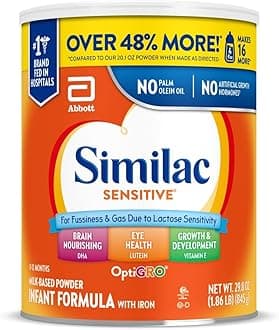 Sensitive Infant Formula, for Fussiness & Gas Due to Lactose Sensitivity, Baby Formula Powder, 29.8-oz Value Can