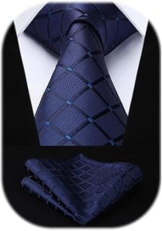 SetSense Men's Plaid Jacquard Woven Tie Necktie Set