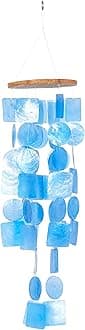 Deco 79 Capiz Shell Waterfall Windchime, 26" x 6" x 6", Blue