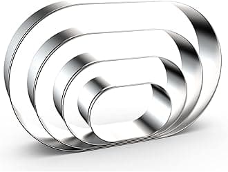 Pill Capsule Long Oval Cookie Cutters - 5 Inch, 4 Inch, 3 Inch, 2 Inch - Geometric Frame Plaque Cookie Cutter Set Fondant Biscuit Molds - Stainless Steel