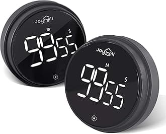 JOYHILLDigital Kitchen Timer, Large LED Display with Magnetic Countdown 3 Volume Levels, Ideal for Cooking Classroom Studying Fitness, Timer for Kids and Seniors, Black 2 Pack