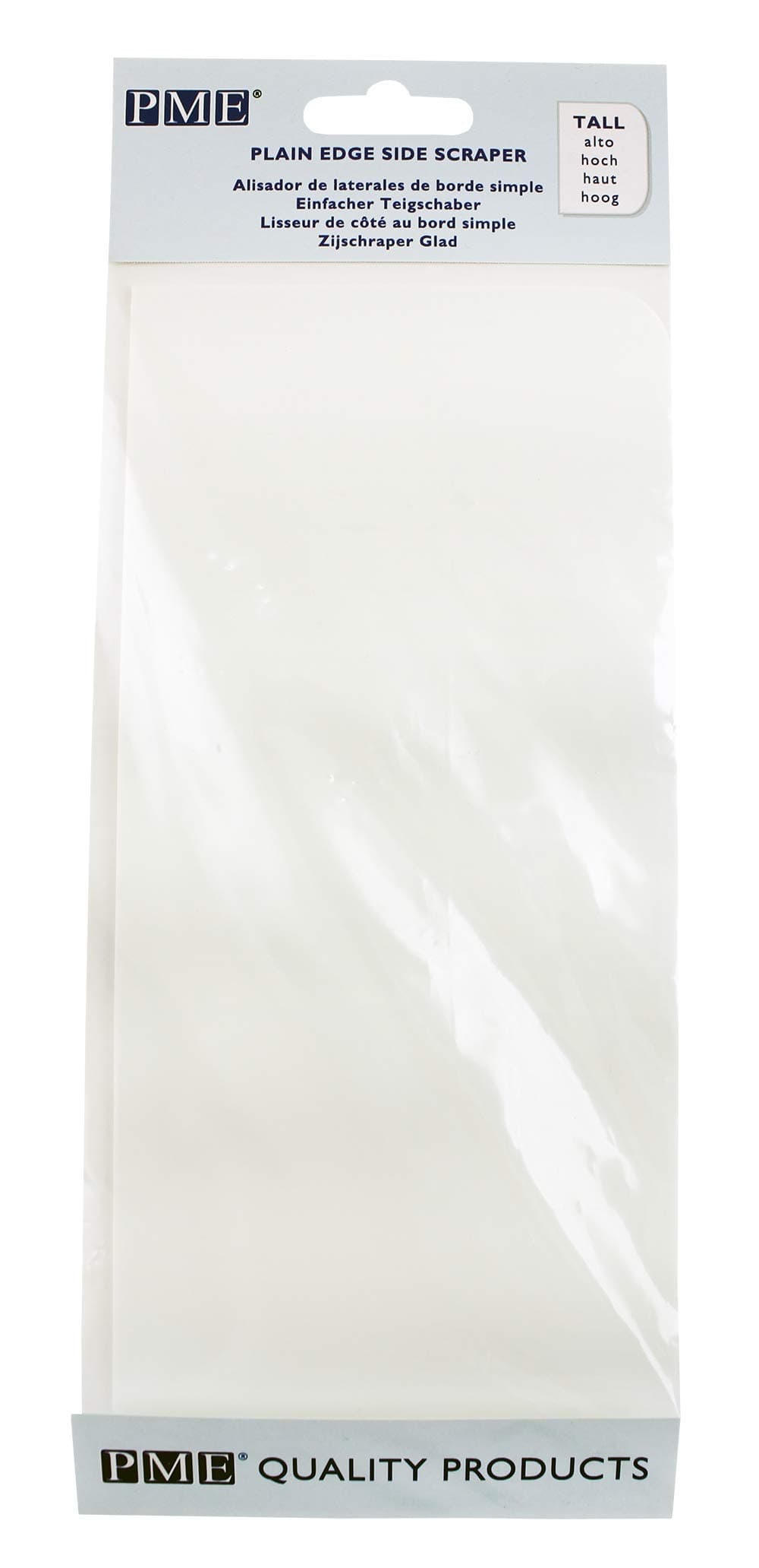 PME Cake Decorating 8" Tall Plain Edge Plastic Side Scraper 8 x 3.7 Inches, White, Standard