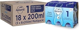 Aptamil 1 First Infant Baby Milk Ready to Use Liquid Formula, from Birth, 1.2L (18*200 ml)