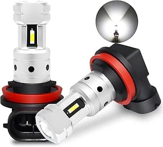 PHINLION H11 H8 LED Fog Light Bulbs, Super Bright 3800 Lumens H16 Fog Lights Replacement for Cars, Non-polarity, 6000K Xenon White, Pack of 2