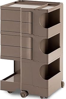 Multipurpose Utility Storage Cart - Ultra Storage Caddy with Wheels and Swing Out Drawers - Designer Trolley Cart - Mobile Caddy for Salon Supplies, Kitchen Bathroom Portable Cabinet - Wet Sand