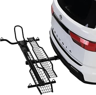 Sport - Trusted Motorcycle Hitch Carrier (600 lbs. Capacity) with Zero Wobble Hitch Mount & Ramp, Fits Wide Size Tires
