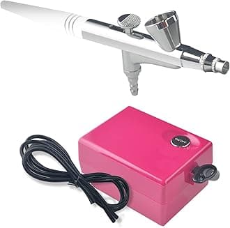 Airbrush Kit with Compressor, 3-Level Adjustable Pressure Spray Gun with 0.4mm Nozzle, Single Action Airbrush Set for Painting, Makeup, Nail Art, Cake Decorating, Model Crafts & Barber