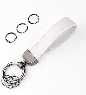 Turcee Leather Keychain, Creative Personality Key Fob, Car Accessories Universal Keychain for Men and Women (White)