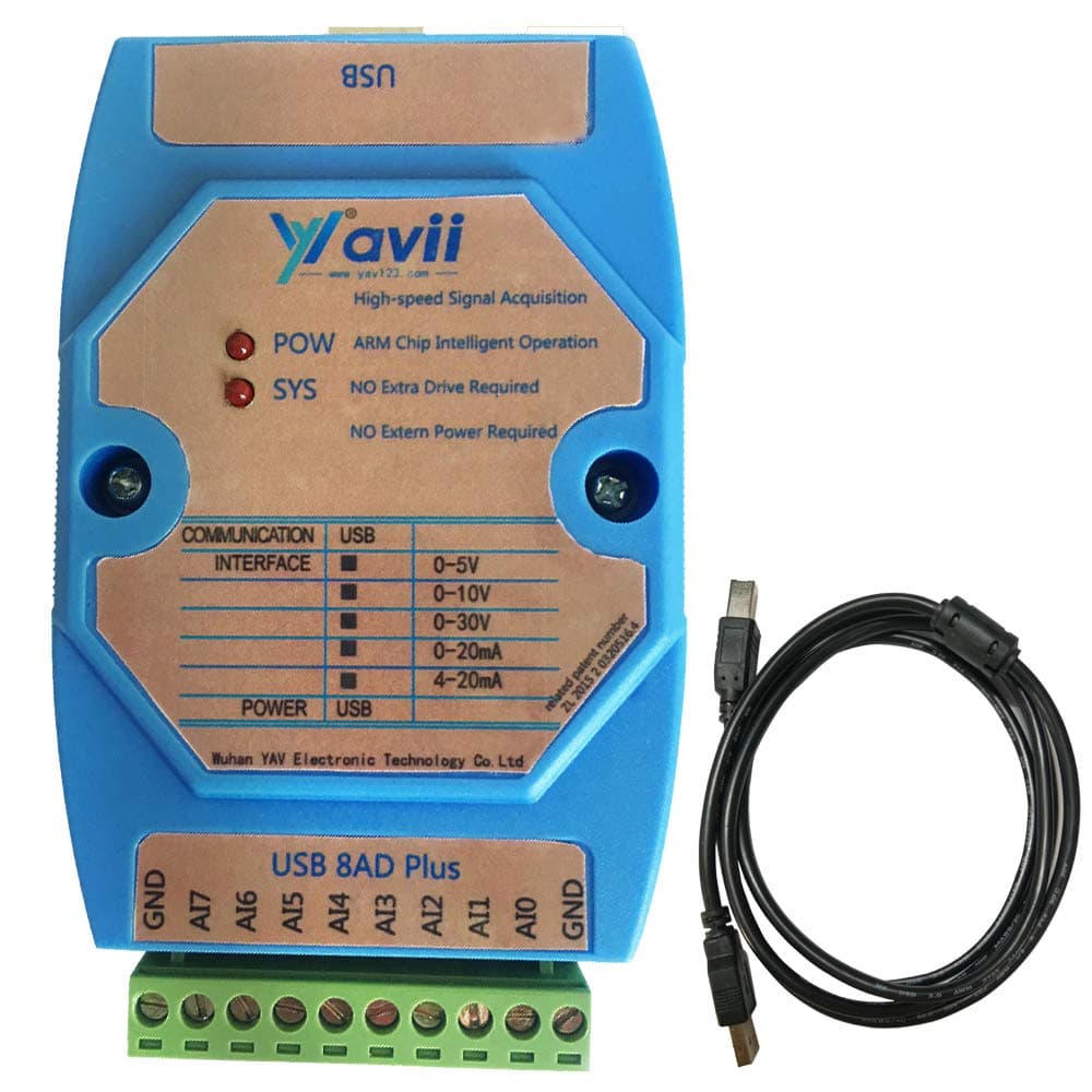 YAV USB Data Acquisition Module DAQ Card Labview DIY 8AD 8AI Channel Industrial-Grade with USB Data Cable