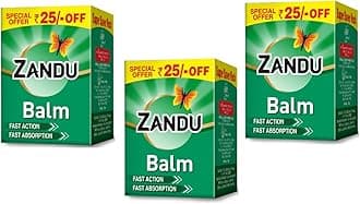 Zandu Balm, 25ml X Pack of 3, Ayurvedic balm for effective relief from Headache, Body Pain, Sprain and Cold
