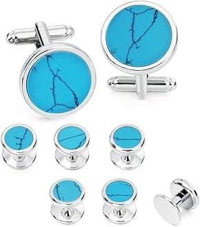 HAWSON Fashion Mother-of-Pearl Tuxedo Shirt Button and Cufflink Set, Specially Designed for Wedding Business