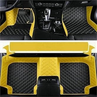 Custom car Floor mats Suitable for 98% car Truck SUV,car mats All Weather Personalized,Full Coverage Luxury Car Mats, Anti-Slip Leather Floor mats.Floor Liner Car Accessories (Black and Yellow Side)