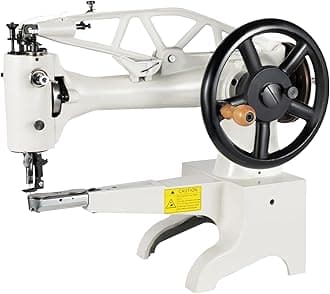 Industrial Leather Sewing Machine, Heavy Duty, 11.8Inch, Manual, Straight Stitch, 500spm, Cast Iron, DIY Hand Crank, Patch Sewing Machine for Shoes, Boots, Bags