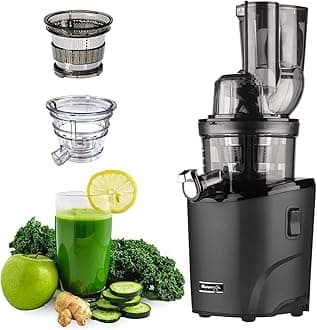 REVO830 Black with Smoothie & Sorbet Luxury Cold Press Whole Slow Juicer, World's 1st Patented Automatic-Cutting Auger to reduce juicing time, 240W Strong Motor, 12 Yrs Motor Warranty