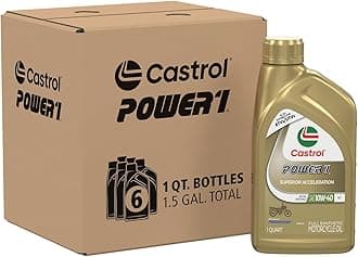 (15D1C9) 06112 POWER 1 4T 10W-40 Synthetic Motorcycle Oil, 1 Quart Bottle, 6 Pack