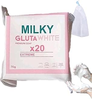 Milky Gluta 𝐖𝐡𝐢𝐭𝐞 Soap 20x, 70g Glutamilk 𝐖𝐡𝐢𝐭𝐞𝐧𝐢𝐧𝐠 Soap, Milkygluta 𝐖𝐡𝐢𝐭𝐞 Bar Soaps, Premium 𝐁𝐫𝐢𝐠𝐡𝐭𝐞𝐧𝐢𝐧𝐠 Soaps for Face & Body, Deep Cleanse, Exfoliate (1PCS)