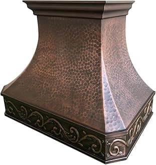 SINDA Custom Copper Range Hood Made from 99.9% Pure Virgin Copper with High CFM Vent, 36"W x 24"H Wall Mount, H3 362124L