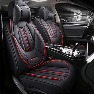 Luxury 5-Seat Car Seat Covers Fit for S1 Full Set Cushion Leather Front Rear Seat Protectors Non-Slip Waterproof Durable Vehicle Seat Covers with Headrest(Black)
