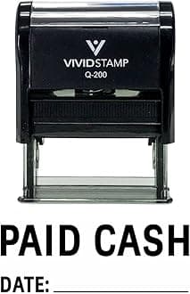 Paid Cash with Date Line Self Inking Rubber Stamp (Red Ink) - Medium