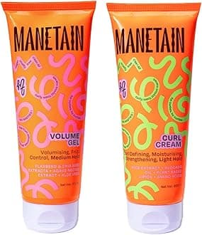 MANETAIN Volumizing Curl Cream 200ml & Hair Styling Gel 200ml for Defined Curls | Hydrating, Anti-Frizz & Long-Lasting Hold for Wavy, Curly Hair | Natural Ingredients, Vegan & Cruelty-Free