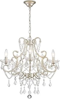 Mini Crystal Chandelier, 5-Light Modern Chandelier for Dining Room Light Fixt...