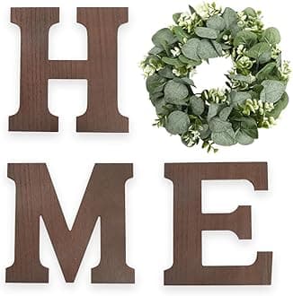 Pinkpum Wood Home Sign Hanging Farmhouse Wall House Decor Wood Home Letters for Wall Art Rustic Decor, Home Wall Decor for Living Room Kitchen Entryway Dining Room Hallway Housewarming Gift Brown L
