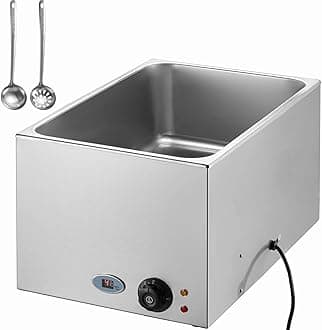 VEVOR Commercial Food Warmer 24QT Bain Marie 1200W Electric Buffet Steam Table - Countertop Stainless Steel for Wet or Dry Use - Parties, Catering and Restaurant