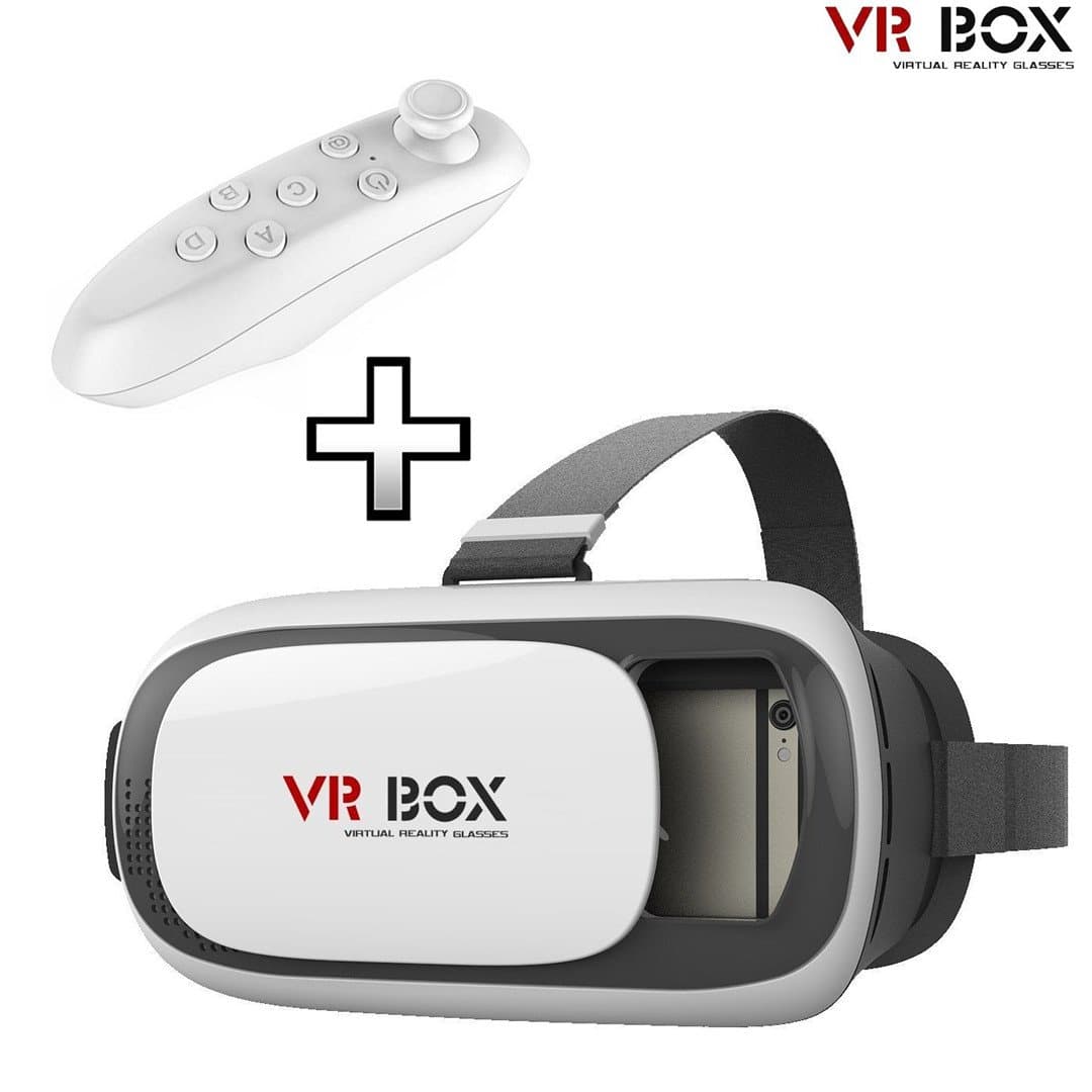 VR Headset, RSHY® VR BOX FREE VR Bluetooth Remote Controller Enhanced 2nd Gen Virtual Reality VR 3D Glasses With Adjustable Lens And Strap For 3.5-6.0 Inch Apply To IPhone 5/5s/SE/6/6s/6 Plus/6s Plus Samsung S6 S7 Edge Note 4 Huawei P9 P8 5X Ascend P6 GX8 Ascend G510 G520 Y530 M1 For 3D Movies and Games