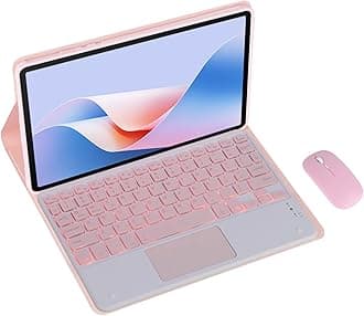 Magnetic Detachable Wireless Keyboard & Mouse Combo with Leather Cover for Honor Pad MagicPad 2 12.3-inch Tablet – Full Wrapped Protection Keyboard Case (Pink,Backlight Touch Pad and Mouse)