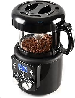 Electric No Smoke Coffee Bean Roasting Machine Home Coffee Roaster Automatic Hot Air Household LCD Baking Machine Timing Function for Homecafe Roasting Cooling Rich Flavour (Color : Double knob)