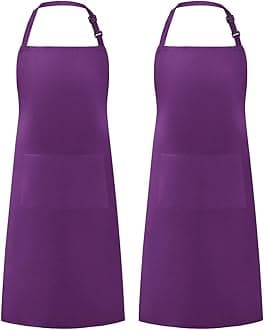Syntus Apron for Men Women, Adjustable Cooking Kitchen Chef Aprons with 2 Pockets, Cotton/Polycotton/Polyester