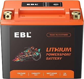 EBLYTX14-BS Motorcycle Battery Lithium LiFePO4 12V 8Ah 480A Powersports Battery YTX12-BS Compatible ATV, UTV, Jet Ski, Quad, Lawn Mower, Tractor, Scooter,Motocross, Motorboat