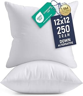 Utopia Bedding Throw Pillows Insert (Pack of 2, White) - 12 x 12 Inches Bed and Couch Pillows - Indoor Decorative Pillows