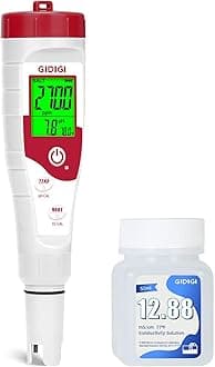Digital Pool Salt Tester,pH Salinity Meter for Saltwater Pool,5 in 1 Salt Meter Pool Water Tester with 12.88 mS/cm Calibration Solution,Saltwater Aquarium pH Test,TDS PPM EC Reader for Water