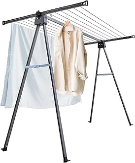 A Shape Clothes Drying Rack Folding Outdoor Clothesline, Heavy Duty Stainless Steel Laundry Drying Rack, Foldable Portable Clothing Dryer 46 Feet