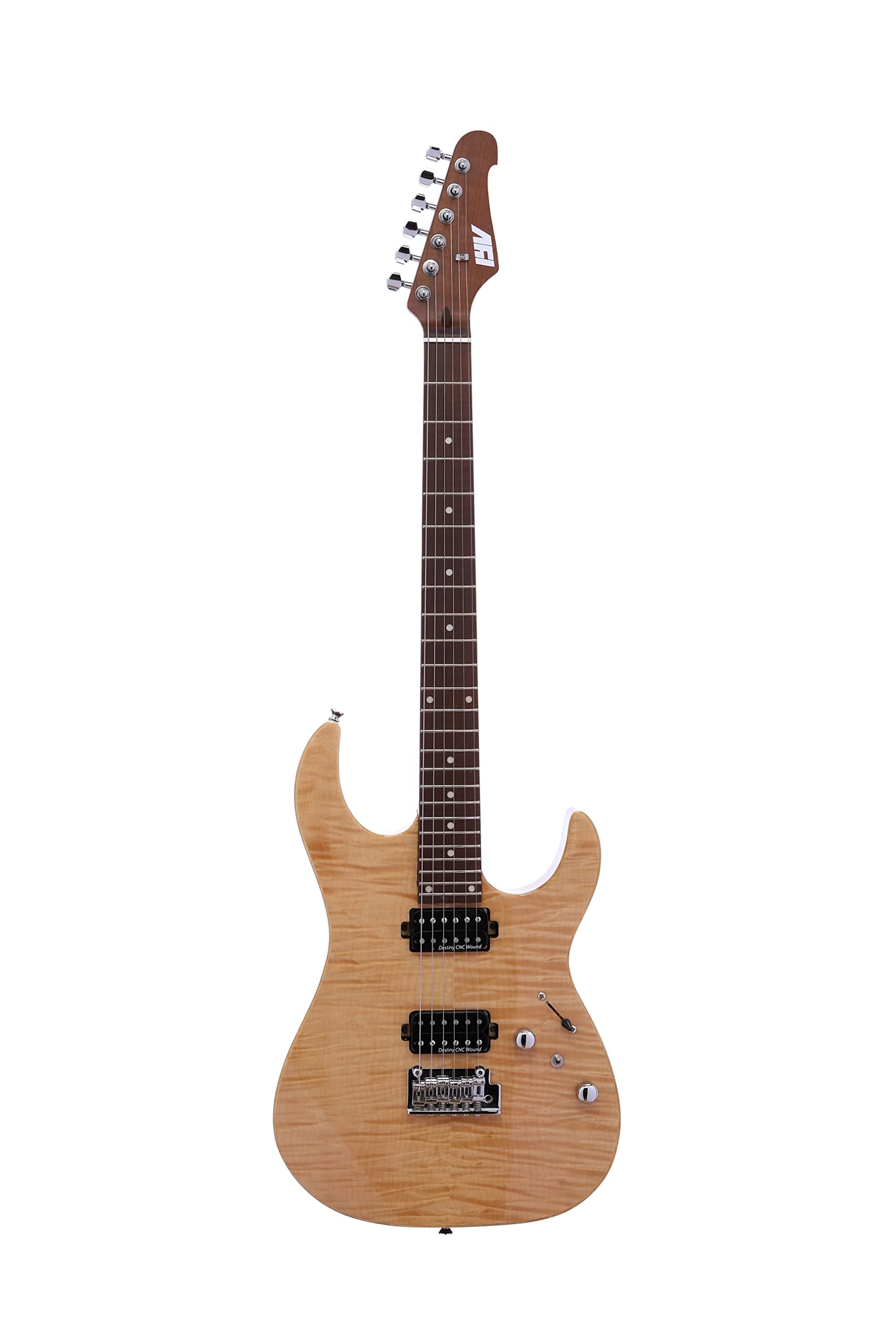 IS-400-HH Solid Body with Flame Maple, H-H Pickup Configuration, Natural