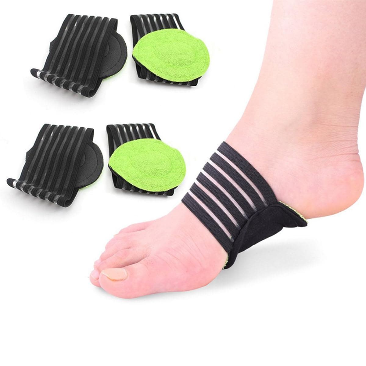 Voarge 2 Pairs Extra Thick Cushioned Compression Arch Support with More Padded Comfort for Plantar Fasciitis, Fallen Arches, Heel Spurs, Flat and Achy Feet Problems