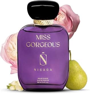Nisara Miss Gorgeous Perfume For Woman 100 ml | Long Lasting Eau De Parfum | Floral-Fruity-Green Fragrance | With Pear,Bergamot,Rose,Cedarwood,Musk,Amber,Vanilla | EDP Scent spray for Woman | Premium