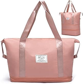 Travel Bag,Expandable Bilayer Overnight Bag Large Capacity Weekend Bag Dry & Wet Seperated Travel Bags for Women Foldie Travel Bag with Trolley Sleeve Duffel Bags for Women & Men