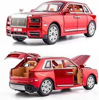 Brand Conquer Big Size Rolls-Royce Cullinan Model Car Exclusive Alloy Metal Car Pull Back Die-cast Car Toy car with Openable Doors & Light, Music Boys Gifts Toys for Kids (Rolls Royce CULLINAN Red)