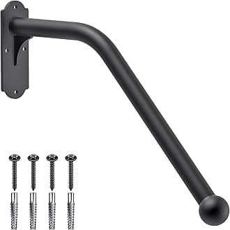 SELEWAREFully Welded Handrail Iron Handrail for Outdoor Steps Garage Railing Safety Grab Bar for Elderly 24'' Length 1.3'' Dia