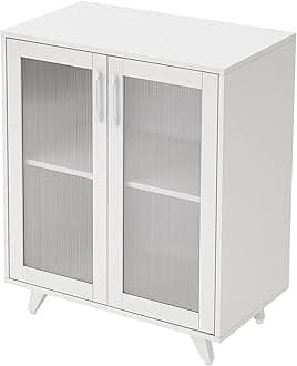 Panana Kitchen Buffet Server Table Accent Sideboard Cupboard Server Buffet Console Table with Doors Cabinet (27inch, White)