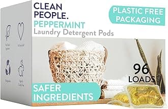 The Clean People Laundry Detergent Pods - Hypoallergenic Laundry Pods - Ultra Concentrated, Recyclable Packaging, Stain Fighting - Peppermint, 96 Pack