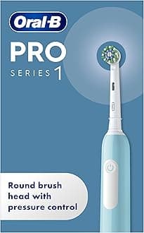 Pro 1 Electric Toothbrushes Adults, Oral B Electric Toothbrush, With 3D Cleaning, 1 Toothbrush Head, Gum Pressure Control, 2 Pin UK Plug, Blue, Travel Electric Toothbrush