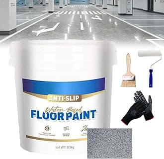 Wear-Resistant Anti-Slip Self-Leveling Epoxy Floor Paint, High-Gloss Marble Effect Epoxy Floor Coating, Epoxy Floor Paint for Concrete, Anti-Slip Quick-Dry Water-Based Garage Floor Paint (Sea Gray)
