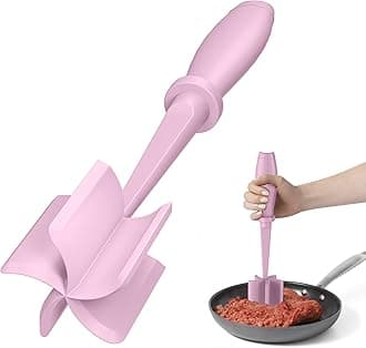 Meat Chopper, Hamburger Grinder, Premium Heat Resistant Smasher for Ground Beef, Burger Grinder Nylon Potato Mix Tool-Pink
