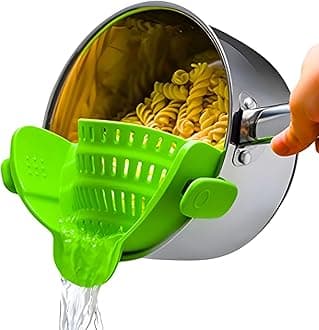 Snap N Strain Pot Strainer and Pasta - Adjustable Silicone Clip On for Pots, Pans, Bowls Lime Green
