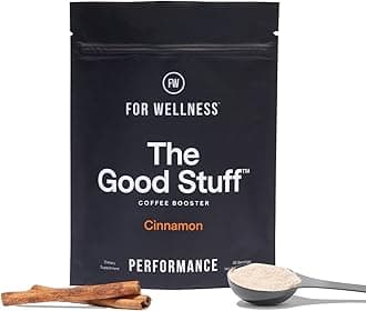 For WellnessThe Good Stuff Performance Coffee Supplement- Non-Dairy Coffee Creamer Powder w/Collagen, MCT, L-Theanine & Cinnamon - Healthy Coffee Add-in for Energy & Focus